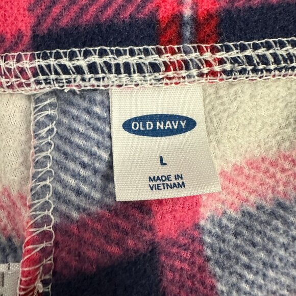 Old Navy Plaid Lounge Pajama Pants L Elastic Waistband Red White Blue Pattern - Picture 3 of 4